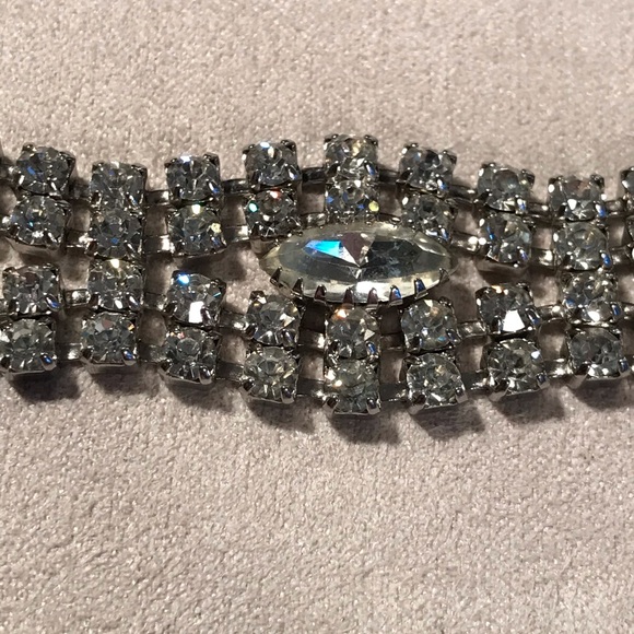 Jewelry - Vintage 50’s Clear Crystal Rhinestone Bracelet 8”